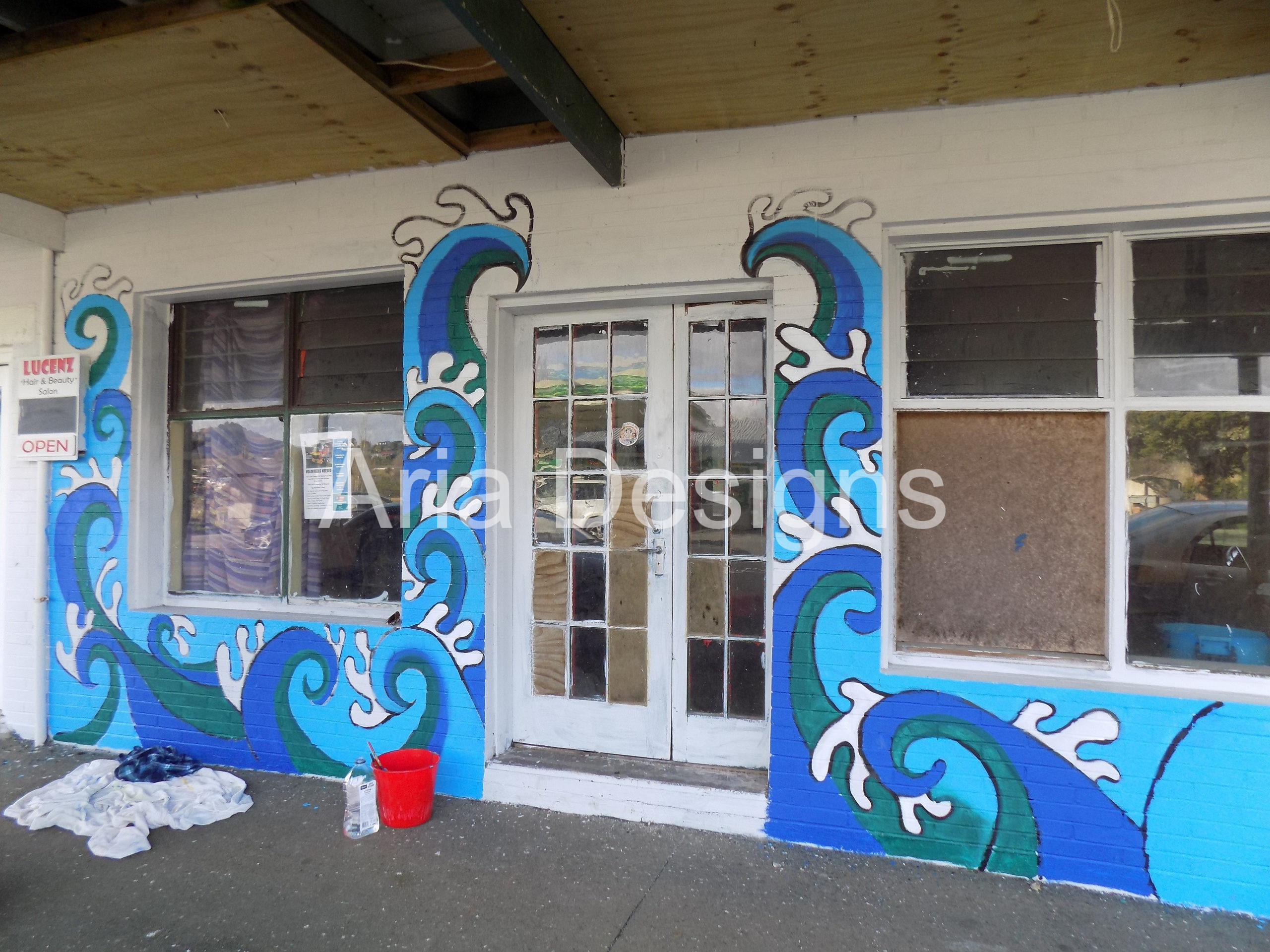 water mural, brick wall, youth group