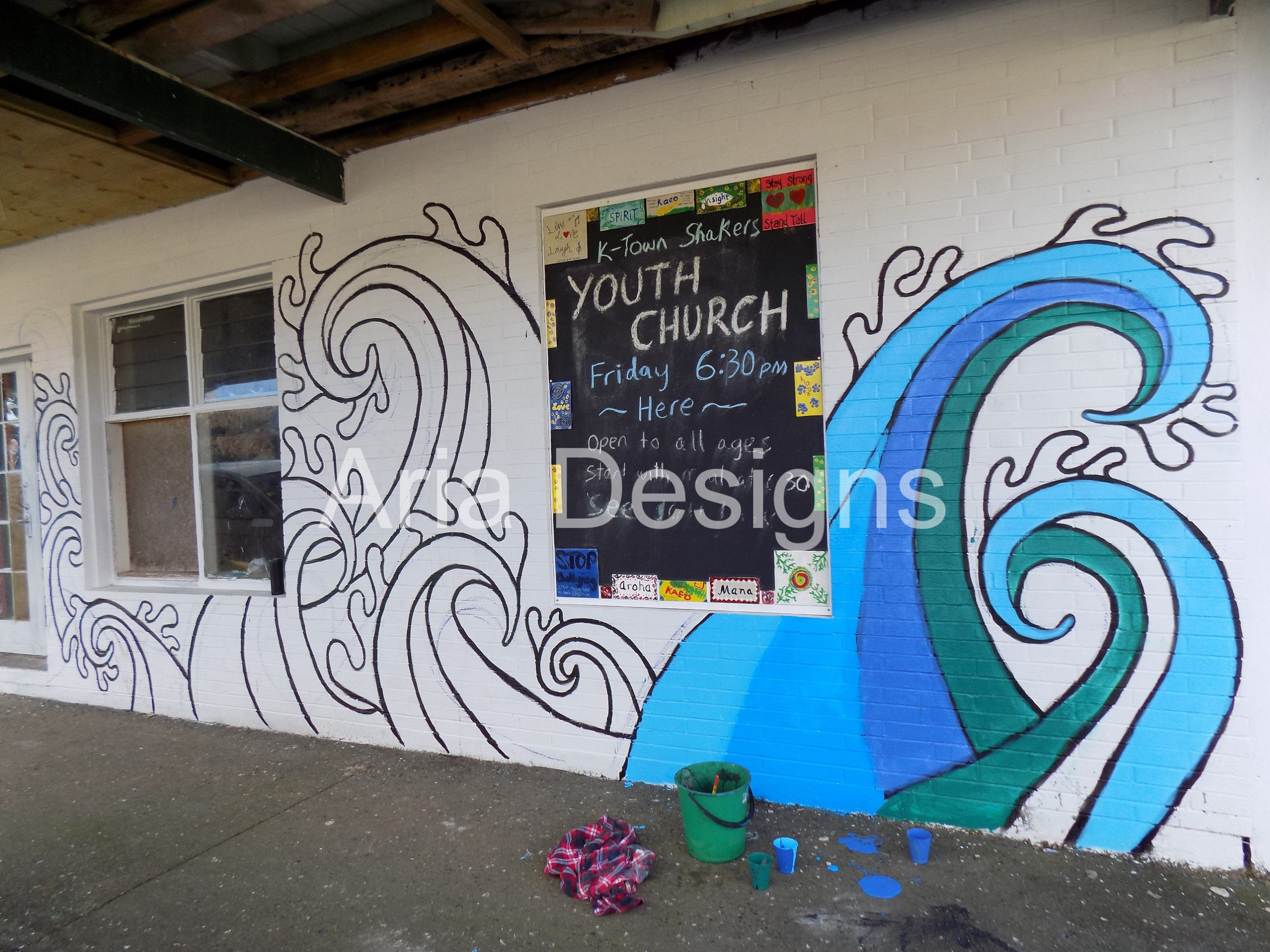 Colour scheme experiment for brick wall mural