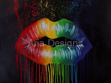 Rainbow drip, kiss, lips